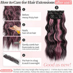 KooKaStyle Clip in Hair Extensions 4PCS Long Wavy Natural & Soft Hairpieces for Women 20 Inch for Women(Natural Black Pink)