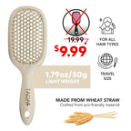 TADA Natural Beauty Hair Brush Detangler for Curly, Thick, Wavy, and Thin Hair - Ventilation Holes for Quick Drying and Styling, Detangler Brush for Women, Men, Kids (4 Colors) (Beige)