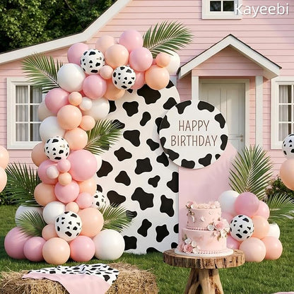 Pink White Cow Balloons Cowgirls Farm Animals Birthday Decorations 12inch Light - Image 3