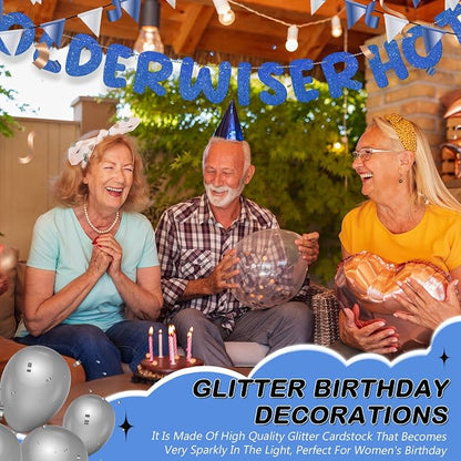 Fulmoon Set of 3 Pre Strung Older Wiser Hotter Glitter Banner Funny Birthday - Image 5