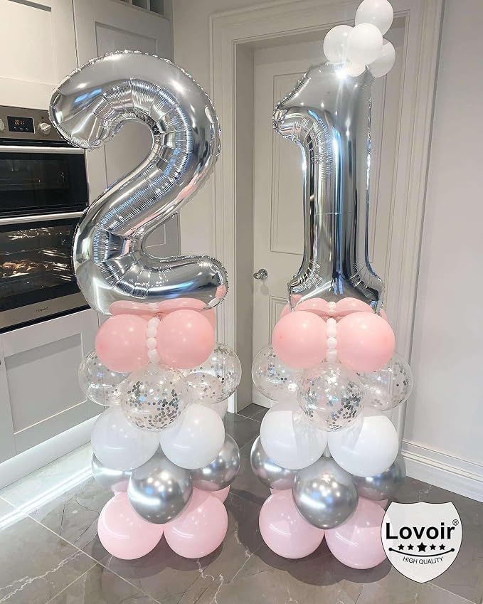 Silver 22 Number Balloons, 40 Inch Giant Number 22 Balloons Foil Mylar Helium - Image 6
