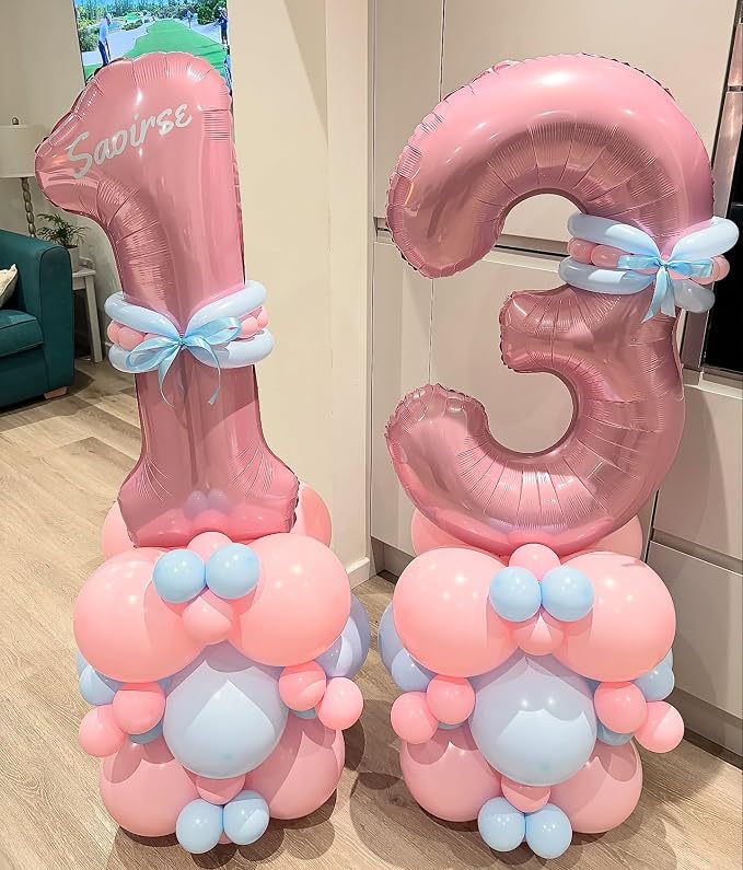 11 Balloon Number Birthday, Giant Light Pink Number 1 & 1 Helium Foil Balloon - Image 5
