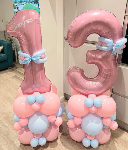 11 Balloon Number Birthday, Giant Light Pink Number 1 & 1 Helium Foil Balloon - Image 5