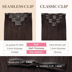 GOO GOO Clip in Hair Extensions Real Human Hair, Remy Human Hair Extensions Clip ins for Women, Natural Human Hair, 18inch 130g 7Pcs, 2A Light Brown