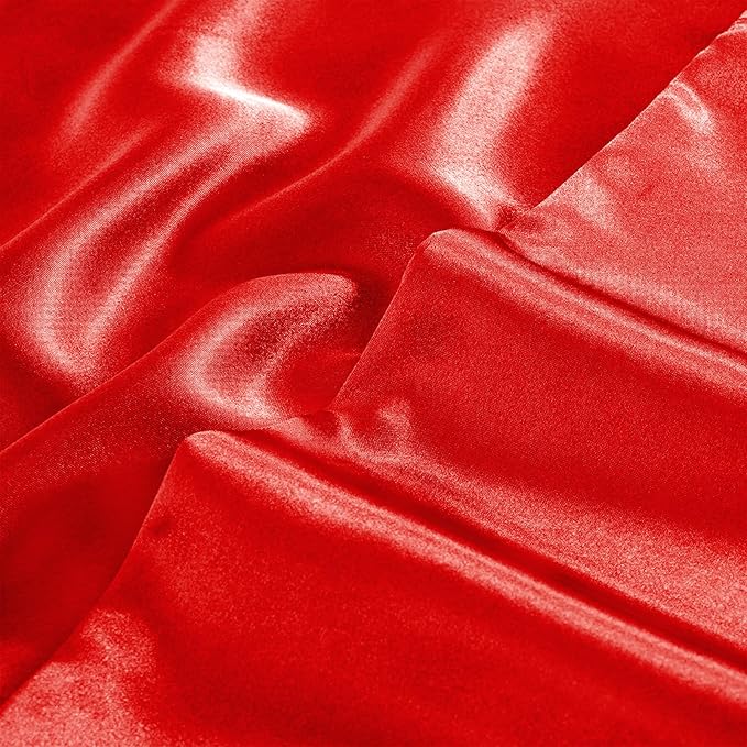 Aormenzy Satin Body Pillow Cover Set of 2, 20x54 Inches Red Body Pillow Case for Adults, Silky Soft & Cooling Pillowcase with Envelope Closure