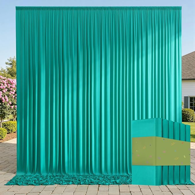 30 ft x 10 ft Wrinkle Free Turquoise Backdrop Curtains by ENJOYYOURPARTY