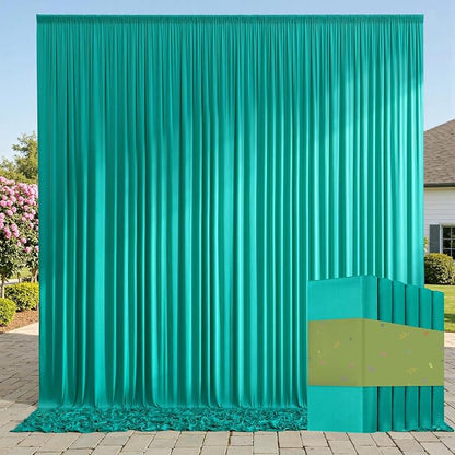 30 ft x 10 ft Wrinkle Free Turquoise Backdrop Curtains by ENJOYYOURPARTY