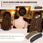 4 Pcs Flat Hair Clips for Women - Large Matte Flat Claw Clips for Thin Hair, Stylish Hair Accessories for Daily Styling（4 Colorful)