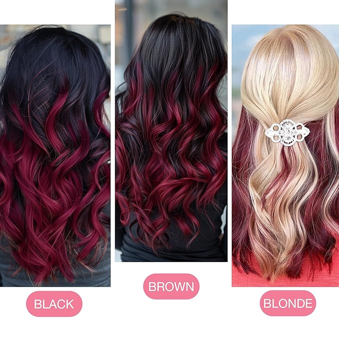 GOO GOO Tape in Hair Extensions Human Hair, Burgundy Red, 20inch 30g 10pcs, Colored Tape ins Human Hair Extensions, Silky&Soft Invisible Tape Ins, Hair Highlighted for Party