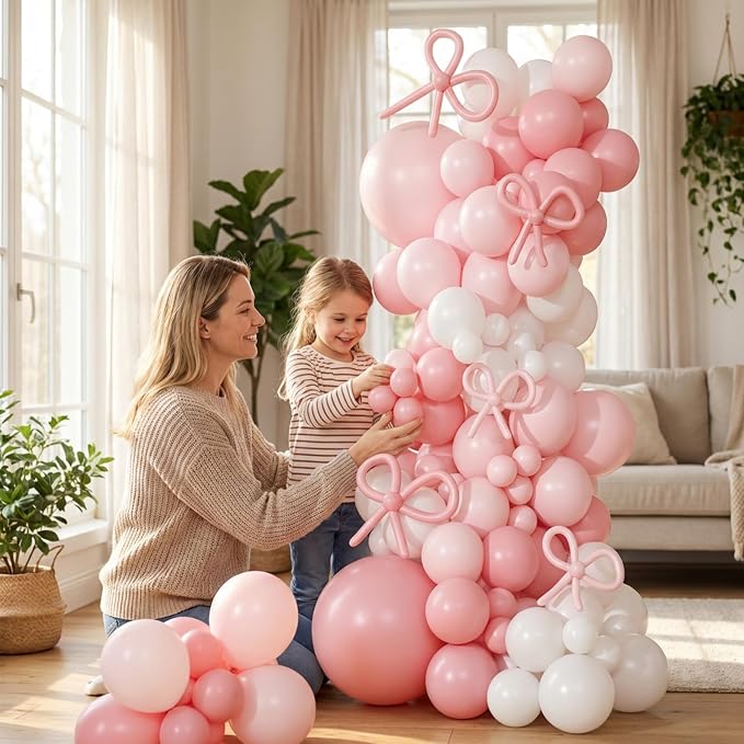 Pink Balloon Garland Arch Kit 148pcs, 18in Pink and White Coquette Balloon Set - Image 7