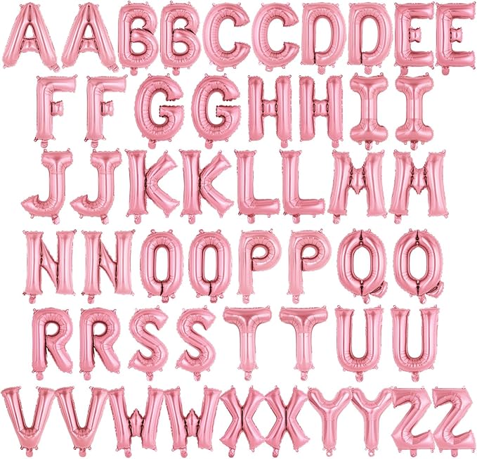 52 Pcs Pink Letter Balloons, 16 Inch Foil Alphabet Letter Balloons, Letter A-Z by YOTHORN