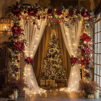Tulle Backdrop Curtains with Lights Sheer White Curtain Backdrop 20x8ft | Tulle - Image 7