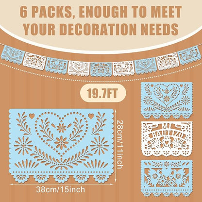 TaoBary 6 Pcs Papel Picado Mexican Wedding Cielito Lindo Party Decor 118 Feet - Image 2