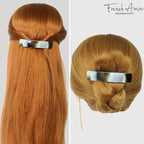 French Amie Oblong Handmade 3.5" Celluloid Automatic Hair Clip Barrette French Hair Clip for Girls Strong Hold Hair Clips for Women No Slip Durable Paris Hair Accessories, Made in France (Ivory Black)
