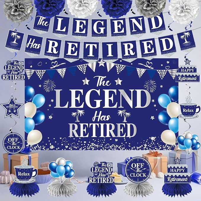 Blue Silver Retirement Party Decorations - Image 4