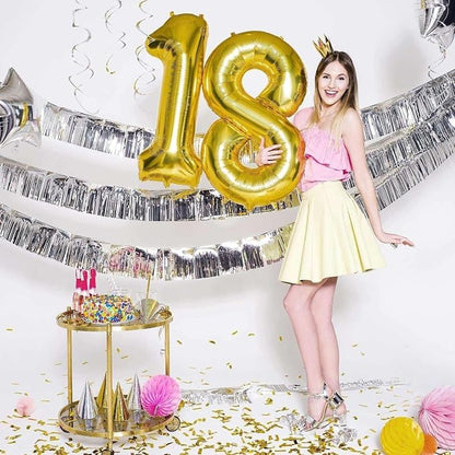 Gold 18 Number Balloons, 40 Inch Giant Number 18 Balloons Foil Mylar Helium - Image 3