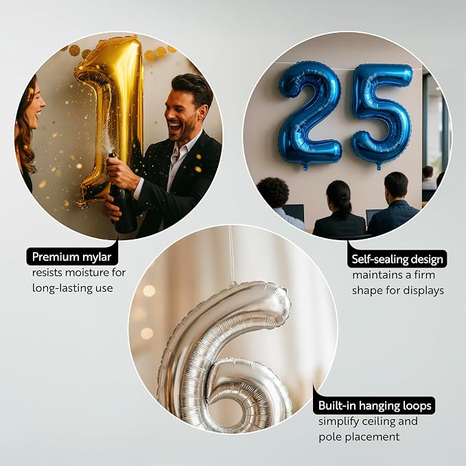 Restaurantware Balloon 1 Pack of Mylar Hanging Reusable Self-Sealing Balloons - Image 3