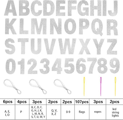 TaoBary 112 Pcs DIY Letter Kit Glitter Customizable Banner Letters Include 107 - Image 6