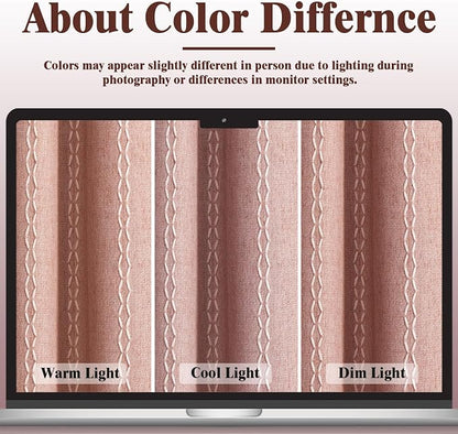 Coral 100% Boho Blackout Curtains 84 Inch 2 Panels - Image 5