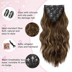 Hair Extensions for Women, 8PCS 20Inch Dark Brown Curly Clip in Hair Extensions Mix Blonde, Synthetic Long Wavy Clip Ins, Full Head Thick Hairpieces for Women