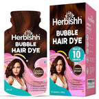 Herbishh Bubble Foam Hair Dye Shampoo, 3 in 1 Dye for 100% Grey Coverage, Permanent Hair Coloring for Men & Women, Long-lasting & Travel-friendly, Ammonia-free, 10 Sachet x 24 ml (Chestnut Brown)