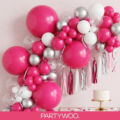 PartyWoo Hot Pink Balloons 99 pcs Different Sizes of 36 18 12 10 5 Inch Magenta - Image 8