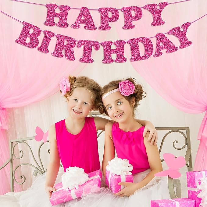 Rose Red Happy Birthday Banner Birthday Party Decorations Happy Birthday Banner - Image 2