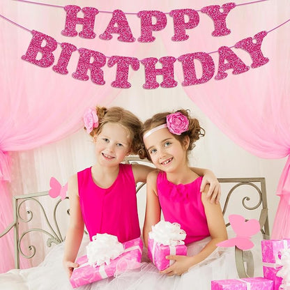 Rose Red Happy Birthday Banner Birthday Party Decorations Happy Birthday Banner - Image 2