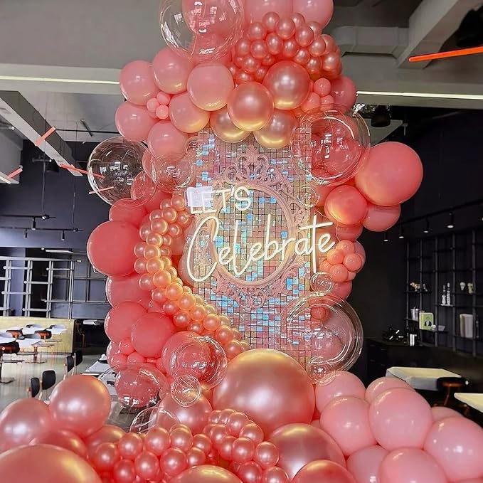 Voircoloria 66pcs Retro Hot Pink Blush Latex Party Balloons, 12inch | - Image 5