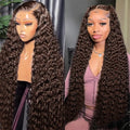 Chocolate Brown Lace Front Wig 13x6 Deep Wave Lace Front Wigs Human Hair Pre Plucked Brown Wig Human Hair 210 Density Frontal Wigs Human Hair Glueless Wig For Women