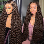 Chocolate Brown Lace Front Wig 13x6 Deep Wave Lace Front Wigs Human Hair Pre Plucked Brown Wig Human Hair 210 Density Frontal Wigs Human Hair Glueless Wig For Women