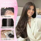 Isaic 24 Inch Synthetic Hair Topper for Women, Jet Black Middle Part Hand-Tied Lace Part Hairpiece with Clips, Long Hair Topper for Thinning Hair on Top, Natural Scalp Realistic Coverage (Jet Black)