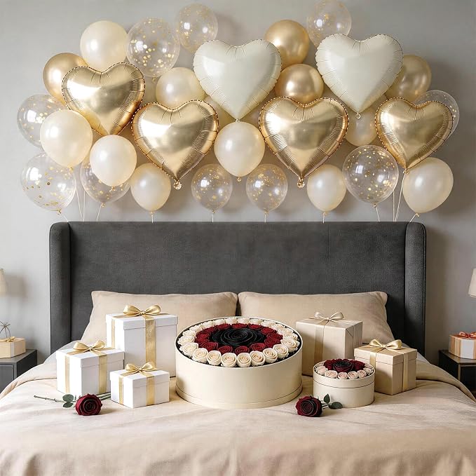 Sand White Gold Heart Balloons, 18Inch Light Gold Helium Balloon - Image 6