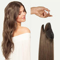 Luxy 100% Remy Human Hair – Halo Clip-In Hair Extensions –Natural Looking Volume & Length - One-Piece - Easy 5-Min Application 140 grams 16" Ash Brown Balayage