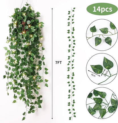 CEWOR 14 Pack 98ft Fake Ivy Vines, Artificial Ivy Garland - Image 3