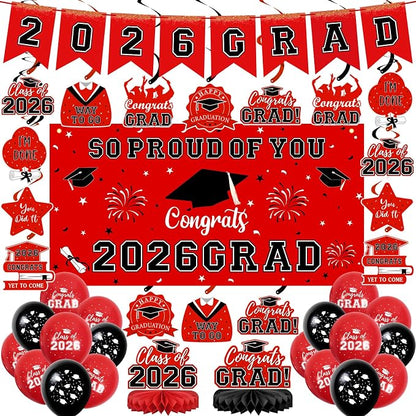 59Pcs Graduation Decorations 2026 Backdrop Balloons Banner Centerpiece Hanging by Yunfan