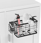 Hair Tool Organizer - Black Steel Wall Mounted Hair Dryer Holder with Removable Basket, 10.62"L x 4.33"W x 6.69"H, Ideal for Small Bathrooms