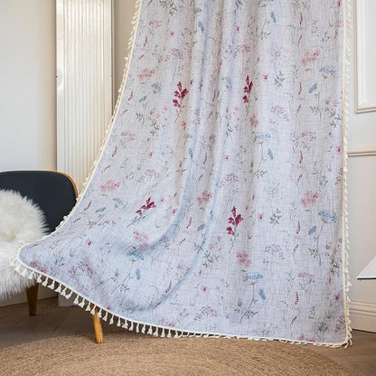 ENJOYBRIDAL Floral Curtains 63 Inch Long Semi Sheer Cute Drapes Light Filtering by ENJOYBRIDAL