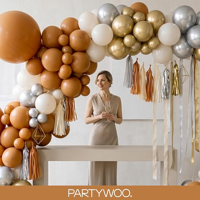 PartyWoo Boho Neutral Light Brown Balloons 85pcs Coffee Color | 18 12 10 5 Inch - Image 9