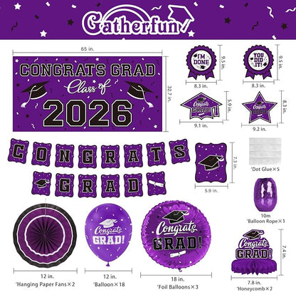 Purple Themed 2026 Graduation Decorations Set - Image 2