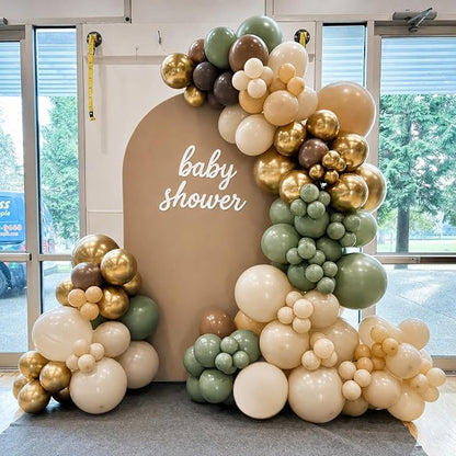 Green and Brown Balloons for Woodland Baby Shower Birthday Party Decoration | - Image 3