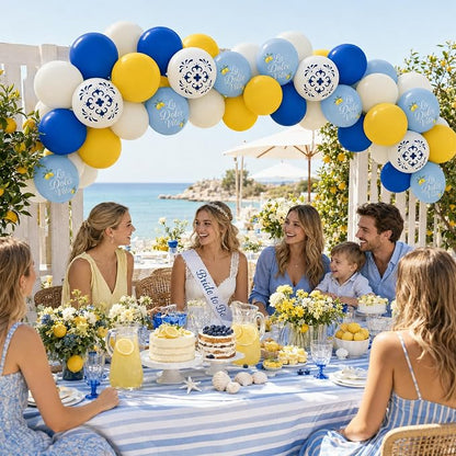 Blue and Yellow Lemon Balloons 12inch Amalfi Coast Party Decorations | Pastel - Image 3
