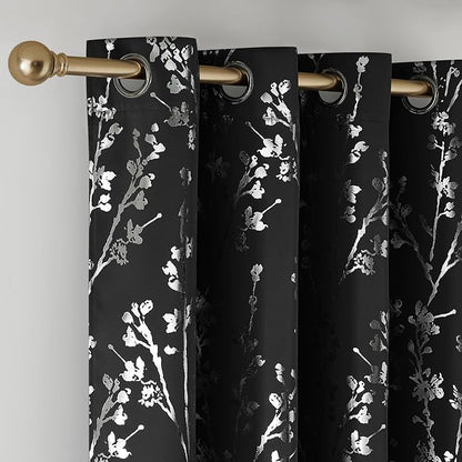 NICETOWN 100% Black Out Curtains 84 inch Long, Grommet Floral Blackout Curtains - Image 6