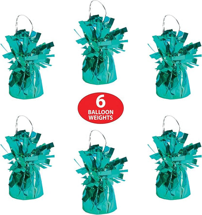 Beistle Metallic Wrapped Balloon Weight – 6 Pack, Turquoise Balloon Centerpiece - Image 4