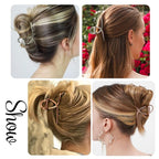 Metal Shark Big Hair Clamps - Large Barrette Hair Accessories with Strong Hold for Women and Girls, 2 Pcs (Rose Gold, Glossy Silver)