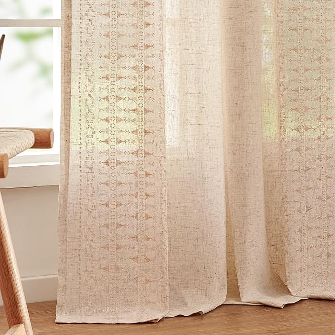 jinchan Boho Curtains for Bedroom Linen Blend Boho Curtains 96 Inches Long 2 - Image 8