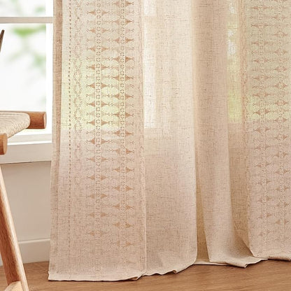 jinchan Boho Curtains for Bedroom Linen Blend Boho Curtains 96 Inches Long 2 - Image 8