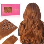 WENNALIFE Clip in Hair Extensions Real Human Hair, 24 Inch 150g 9pcs Dirty Ginger Remy Hair Thicker Double Weft Extensiones De Cabello Humano Con Clip Ins Straight Full Volume