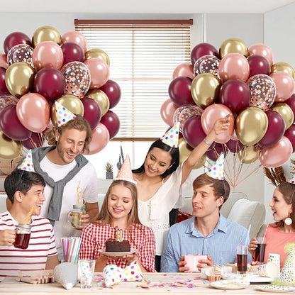 60pcs 12inch Burgundy and Gold Balloons - Image 5