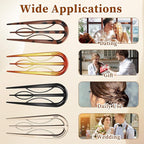 4 Pcs Hairpins Hair for Women Fine Thin Hairs, Large Styling Pins for Thin Thick Hairs, Prestige French Twist Hair Pin, Plastic French Twist Pin with 3 Inner Teeth Design for Women